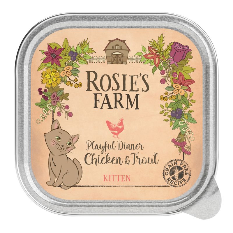 Rosie's Farm Kitten Playful Dinner with Chicken & Trout - Trays || undefined || view 1