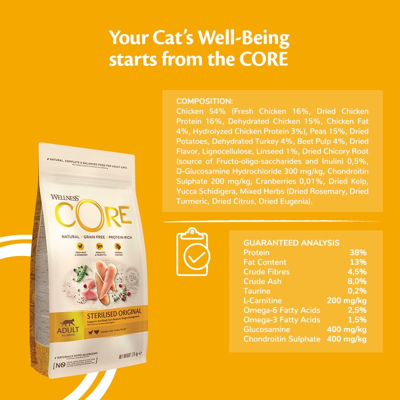 Wellness Core Adult Sterilised Original Dry Cat Food || Wellness Core || view 4