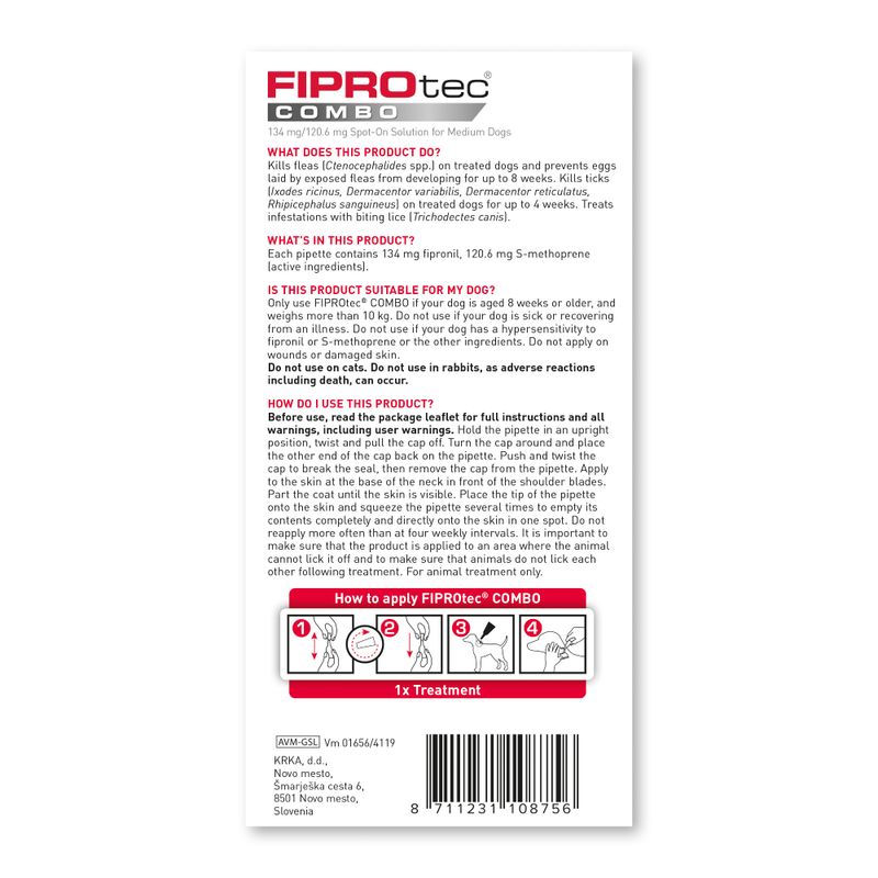 beaphar FIPROtec® COMBO Flea & Tick Spot-On for Dogs - M (10-20kg) || beaphar || view 3