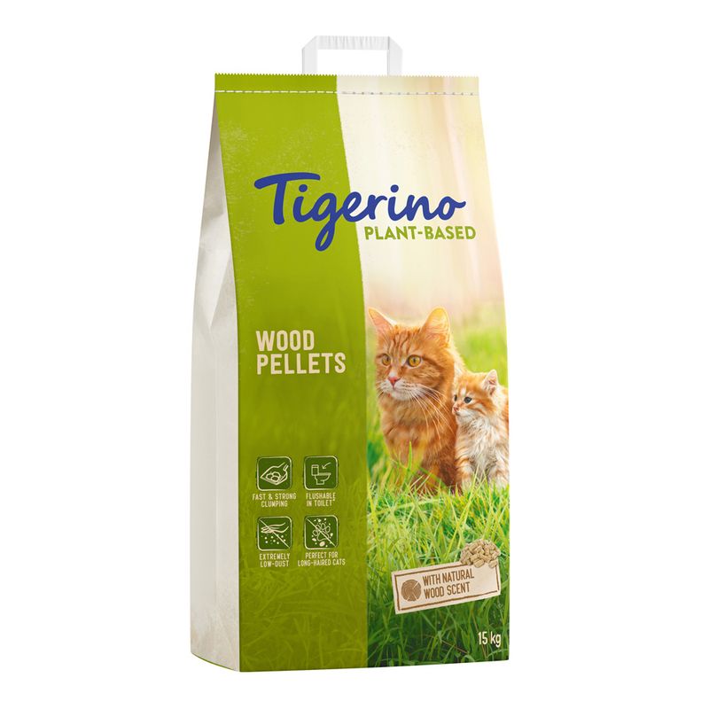 Tigerino Plant-Based Litter Wood Pellets - Natural Wood Scent (Unscented) || Tigerino || view 4