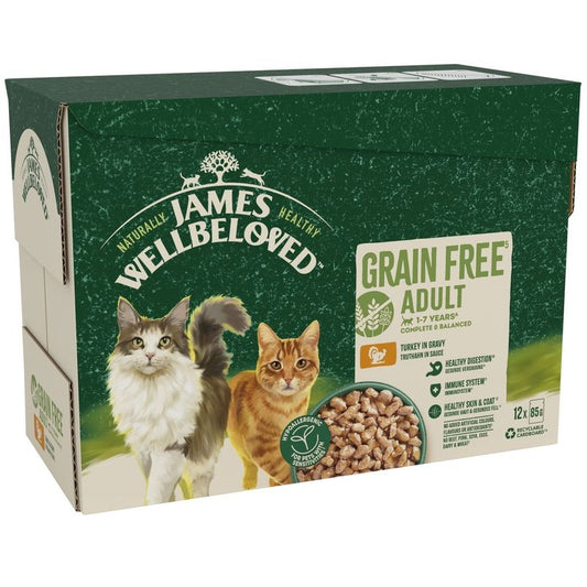 James Wellbeloved Adult Cat Hypoallergenic Pouches - Turkey in Gravy || James Wellbeloved || view 1