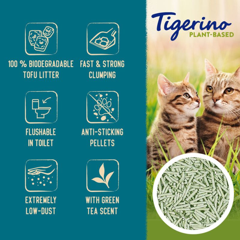 Tigerino Plant-Based Litter Tofu Pellets - Green Tea Scent || Tigerino || view 2
