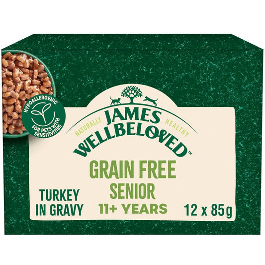 James Wellbeloved Senior 11+ Cat Hypoallergenic Pouches - Turkey in Gravy || James Wellbeloved || view 1