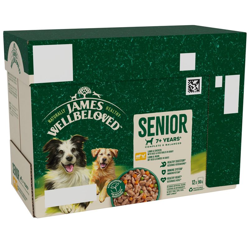 James Wellbeloved Senior Hypoallergenic Pouches – Lamb & Chicken with Rice || James Wellbeloved || view 1