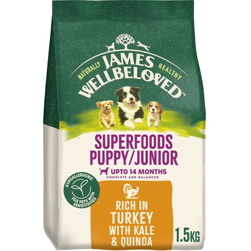 James Wellbeloved Puppy/Junior Hypoallergenic Superfoods - Turkey with Kale & Quinoa || James Wellbeloved || view 2