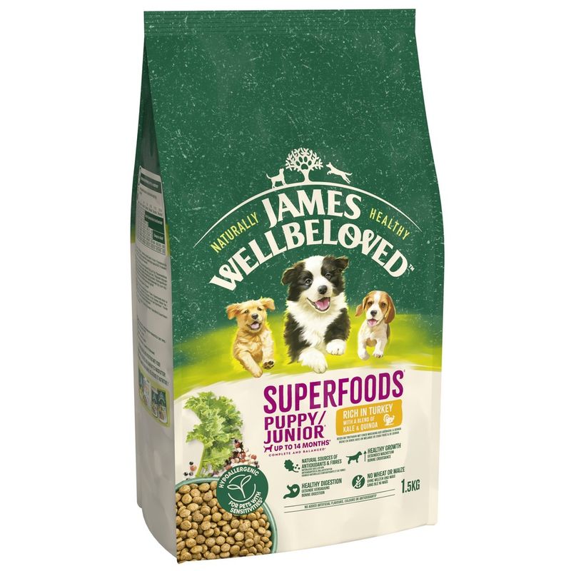 James Wellbeloved Puppy/Junior Hypoallergenic Superfoods - Turkey with Kale & Quinoa || James Wellbeloved || view 1