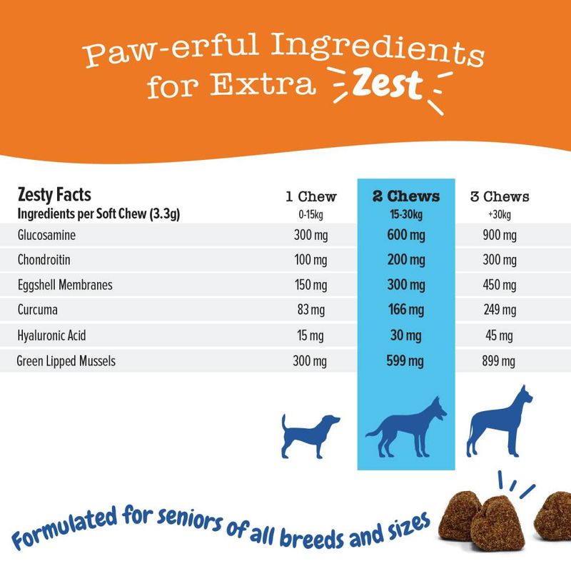 Zesty Paws Senior Advanced Hip & Joint Chews Mobility - Turkey || Zesty Paws || view 4