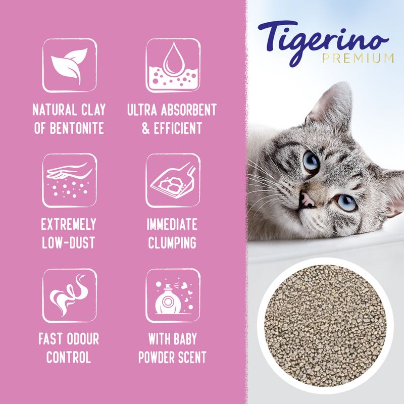 Tigerino Premium Cat Litter - Baby Powder Scent || Rosie's Farm || view 3